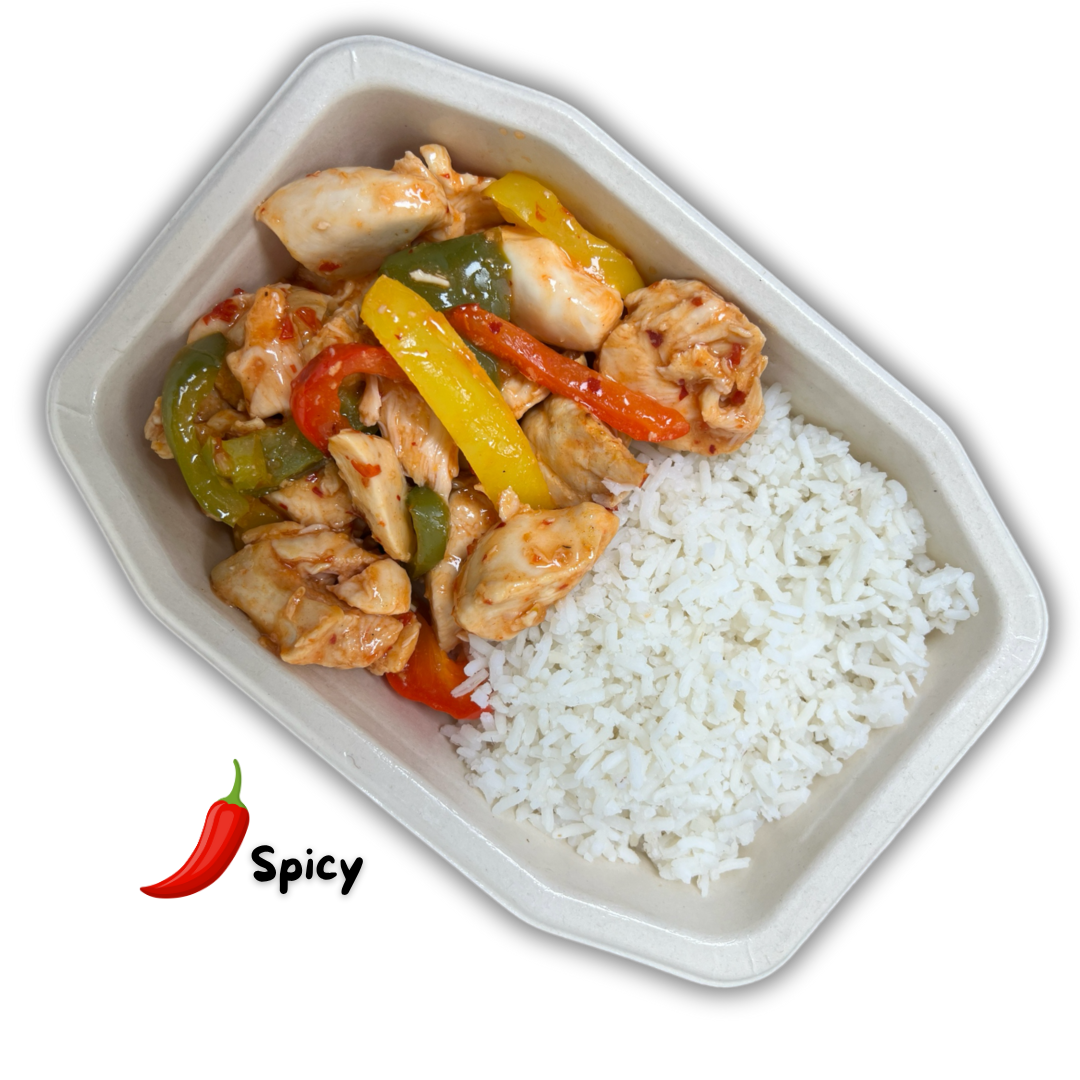 Sweet Hot Chicken met Rijst the goody foody